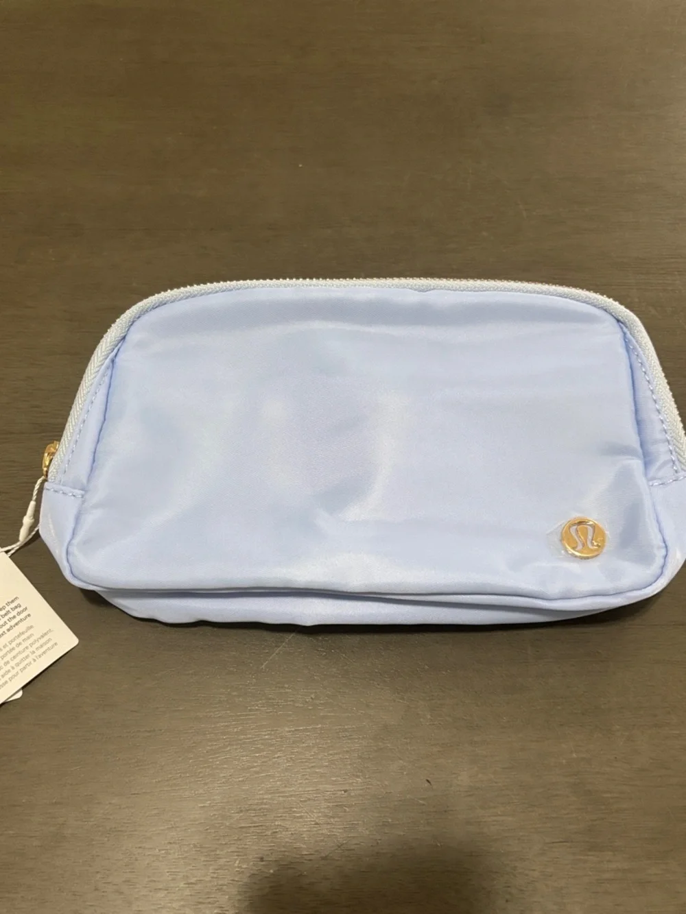 lululemon athletica Light Blue Zip Cosmetic Pouch with Gold Logo
